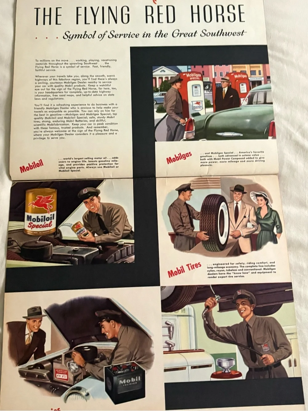 Vintage 1956 Mobilgas Wall Calendar - Complete 12 Months